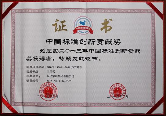 China standard innovation contribution award